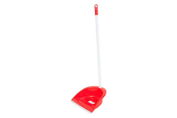 Recogedor de plástico con goma rojo